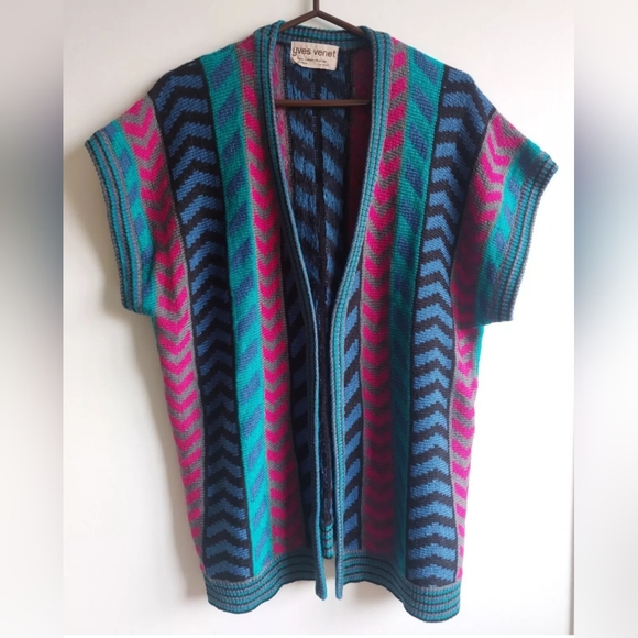 Vintage Yves Venet Chevron Vest - Picture 1 of 8